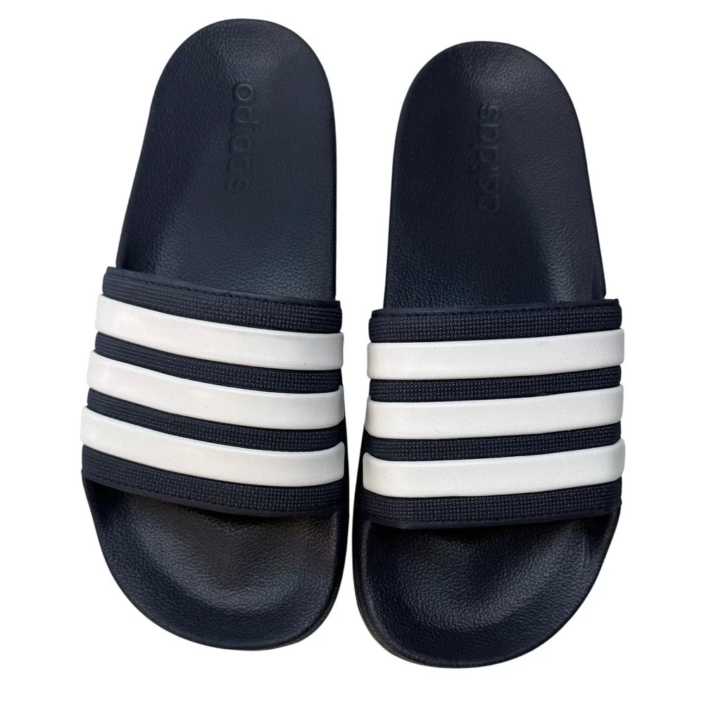 Adidas Adilette Shower Mens Slides Navy Blue White Stripe Sandals AQ1703 Size 8